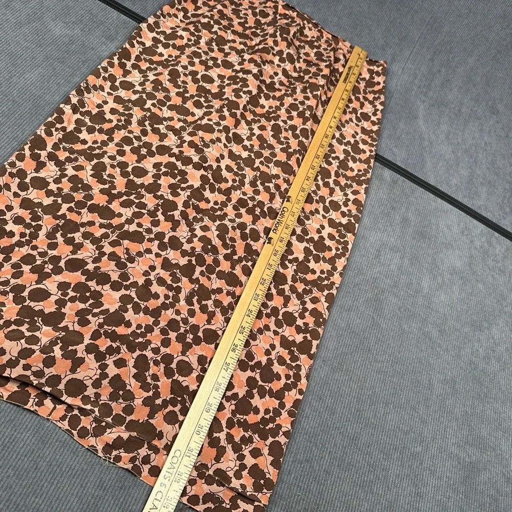 Andre Van Pier 100% Silk Maxi Skirt Brown Peach Floral Leaf Print High Waist